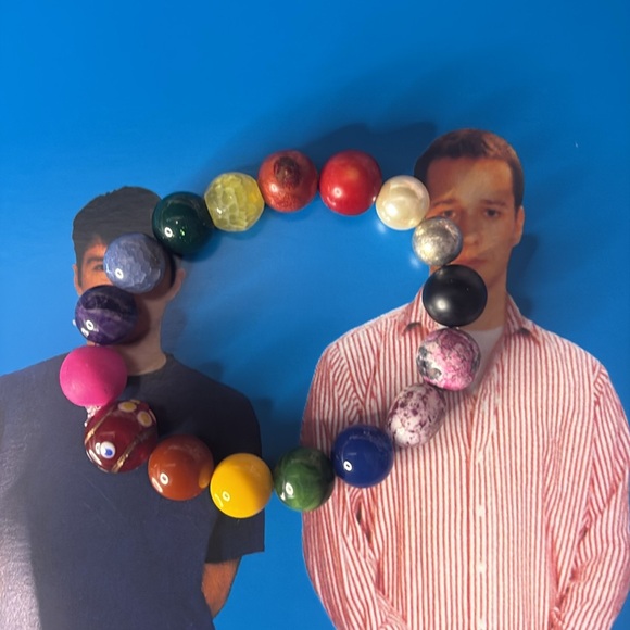 Handmade semi precious and glass bead chakra bracelet - Picture 2 of 2